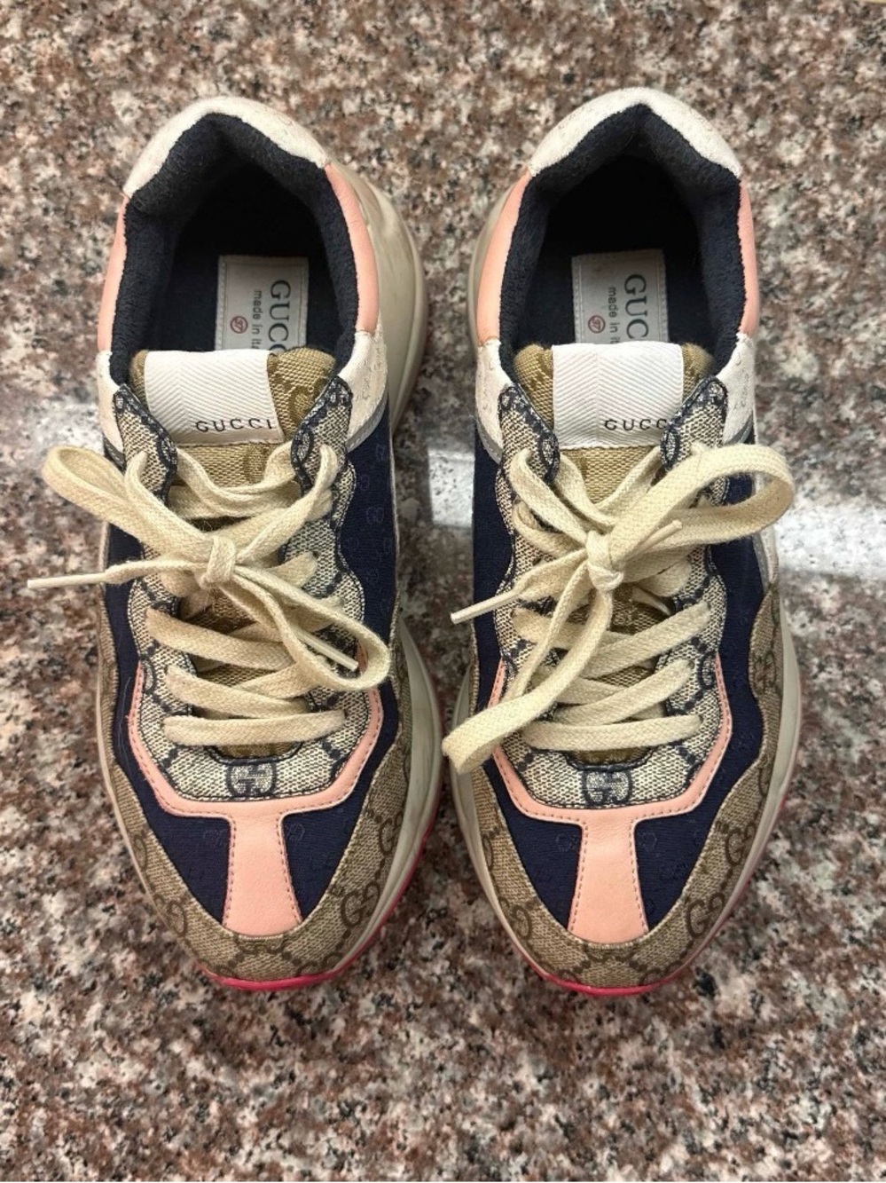 Gucci Rhyton GG Supreme Monogram Sneakers -Blue Beige Pink